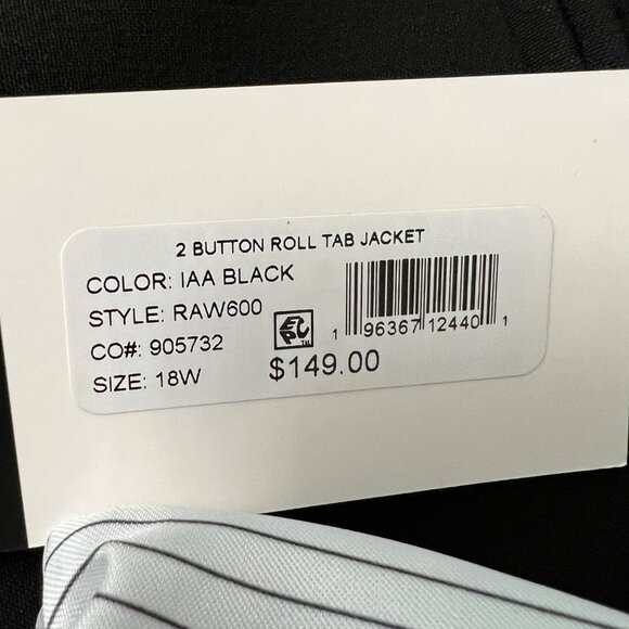 Tahari ASL Womens Plus Black 2 Button Roll Tab Jacket Career Blazer size 18W - Picture 12 of 15